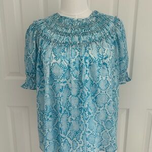 Current Air Turquoise Snake Print Blouse